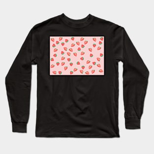 Ditzy Strawberries on Pink Long Sleeve T-Shirt